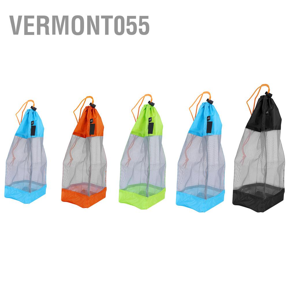 Vermont055 Portable Storage Foldable Washing Clothes Laundry Basket Bag Mesh Net Drawstring
