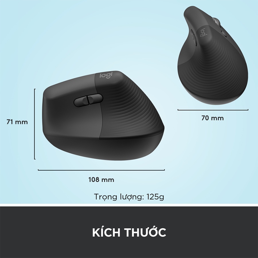 Chuột Công Thái Học Không Dây Logitech Lift Vertical-Bluetooth | Hàng Chính Hãng | BH 12T | Mimax Store