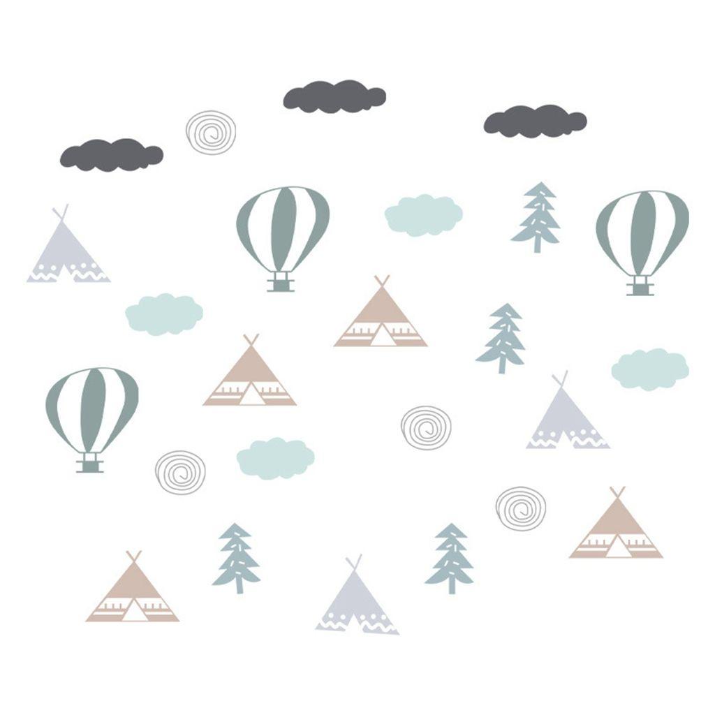 1 Đề Can Dán Tường Hình Khinh Khí Cầu Hoạt Hình Trang Trí Nhà Cửa