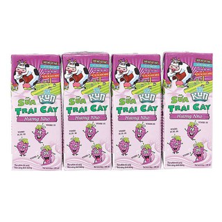 Lốc 4 hộp sữa trái cây LiF Kun hương nho 180ml