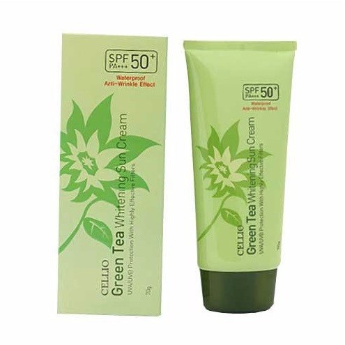 Kem chống nắng Cellio Green Tea Whitening Sun Cream SPF50 PA+++, kem chống nắng chiết xuất trà xanh