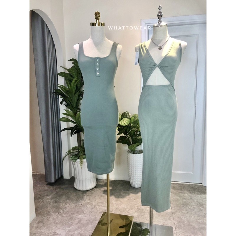 [Mã SKAMSALEP6 giảm 10% tối đa 100K đơn 150K] Đầm body ba lỗ Xanh vỏ đô thun cao cấp - by whattowear | BigBuy360 - bigbuy360.vn