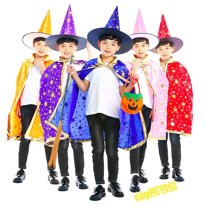 Bộ hóa trang phù thủy áo choàng trẻ em Halloween