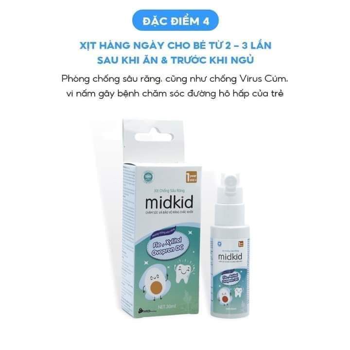Xịt chống sâu răng midkid cho bé từ 1 tuổi trở lên,  tặng kèm quà cho bé