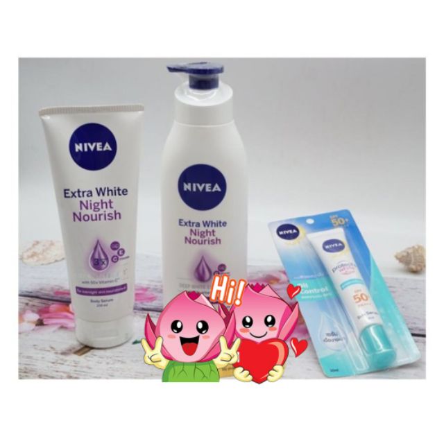 Tinh chất dưỡng thể dưỡng trắng da Nivea Extra White - Night Nourish  serum 200ml ( Đêm )