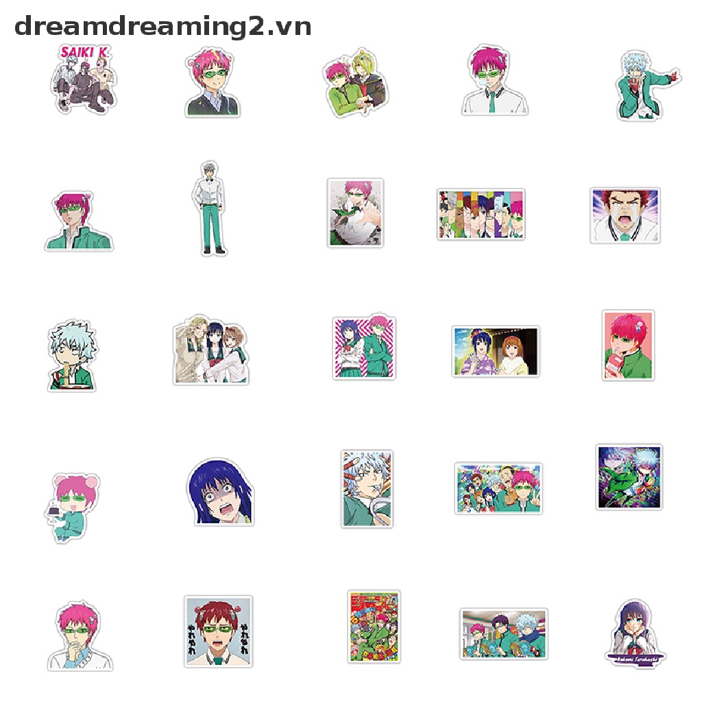 Bộ 50 Miếng Dán Trang Trí laptop Họa Tiết saiki Kusuo no Wrong-nan