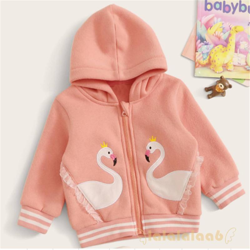 Áo Hoodie Tay Dài Màu Trơn In Hình Thiên Nga Cho Bé Gái 6 Tuổi