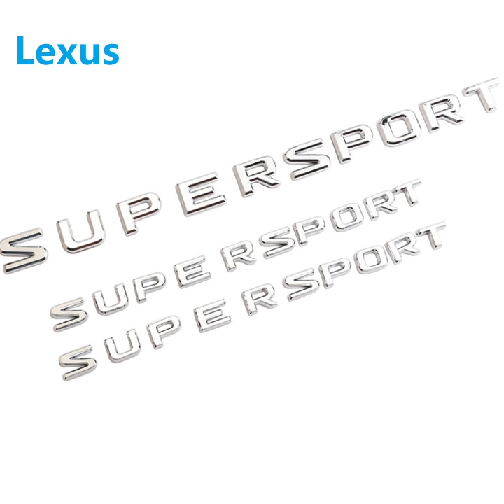 Bộ Decal tem chữ Super Sport dán đuôi xe và hông xe ô tô Lexus, chất liệu nhựa ABS cao cấp