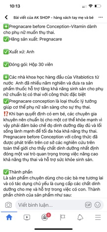 Tăng thụ thai cho nữ Pregnacare before conception