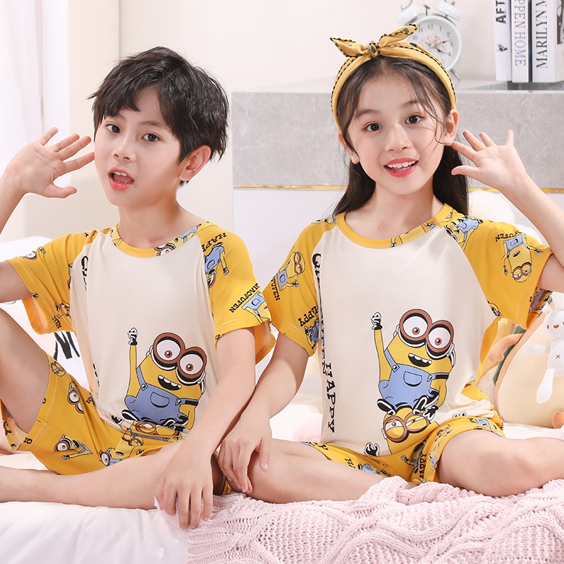 Bộ quần áo chất lạnh thái siêu mịn mát cho trẻ em-bộ quần áo in hình 3d siêu cute