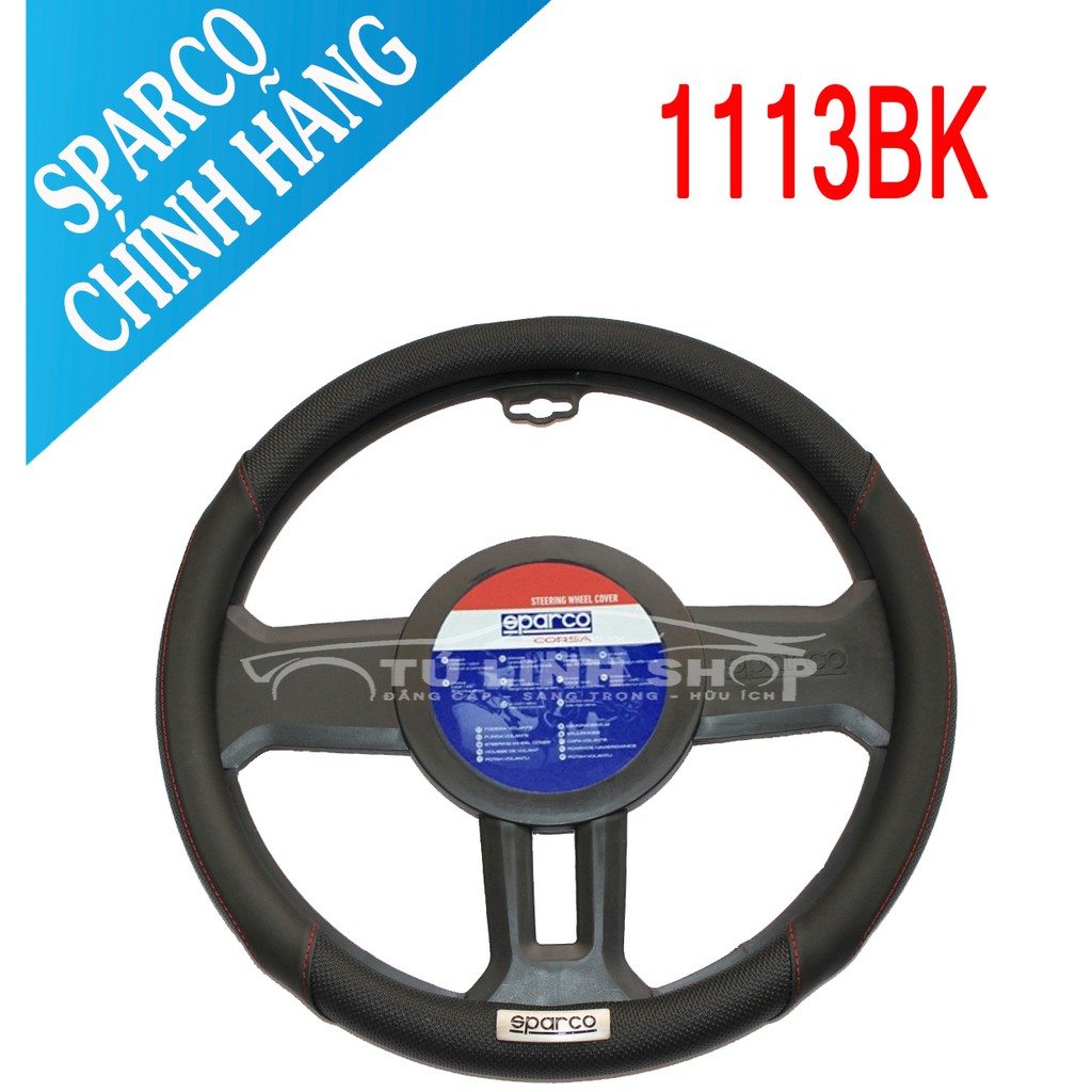 Bọc vô lăng chính hãng SPARCO 1113BK - đầy đủ tem, khung chính hãng