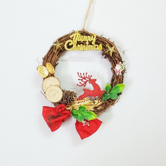 Vòng Hoa Noel VN05 15cm Vòng Nguyệt Quế Giáng Sinh Có Đèn