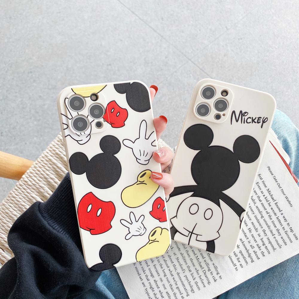 iPhone 12 Mini 11 Pro Max  XS Max XR 7 8 6 6S Plus Full Cover Lens Protector Case Mickey and Minnie Case for iPhone12 Shockproof Case