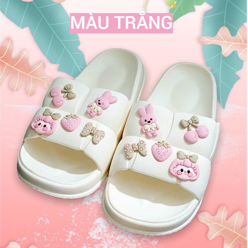 Dép bánh mì nữ quai ngang, hình thỏ, dép lê nữ, cao 2,5cm, phao, khổng lồ, dễ thương, sticker, hình, EVA, êm chân