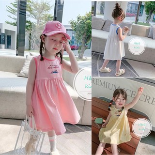 Váy thun cotton ba lỗ bé gái