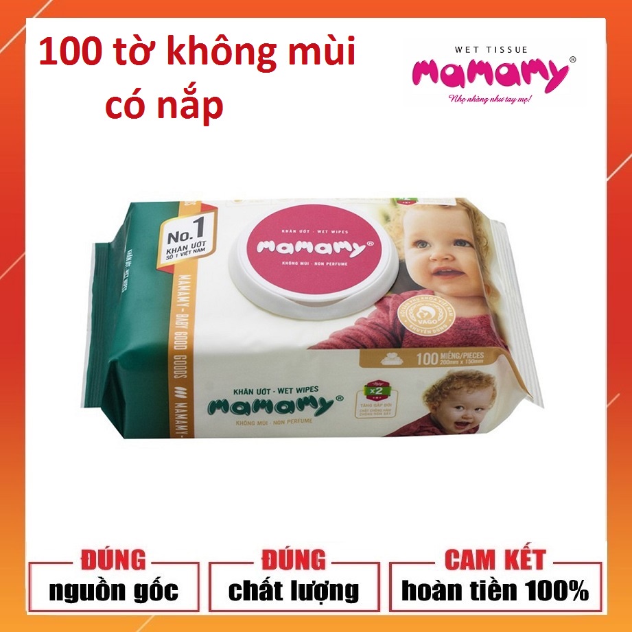 Khăn ướt Mamamy 100 tờ, 120 Tờ không mùi