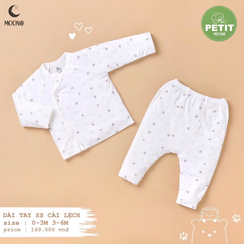 Moon - Bộ sơ sinh cài chéo hoạ tiết siêu xinh chất petit, Suzy baby