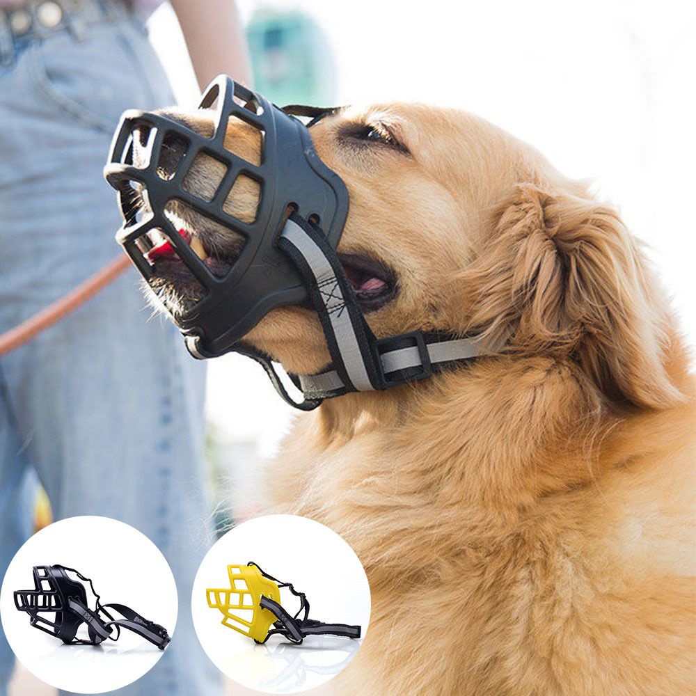 Rọ Mõm Silicon Mềm Mại Màu Vàng Phản Quang Thoáng Khí Thoải Mái Cho Thú Cưng