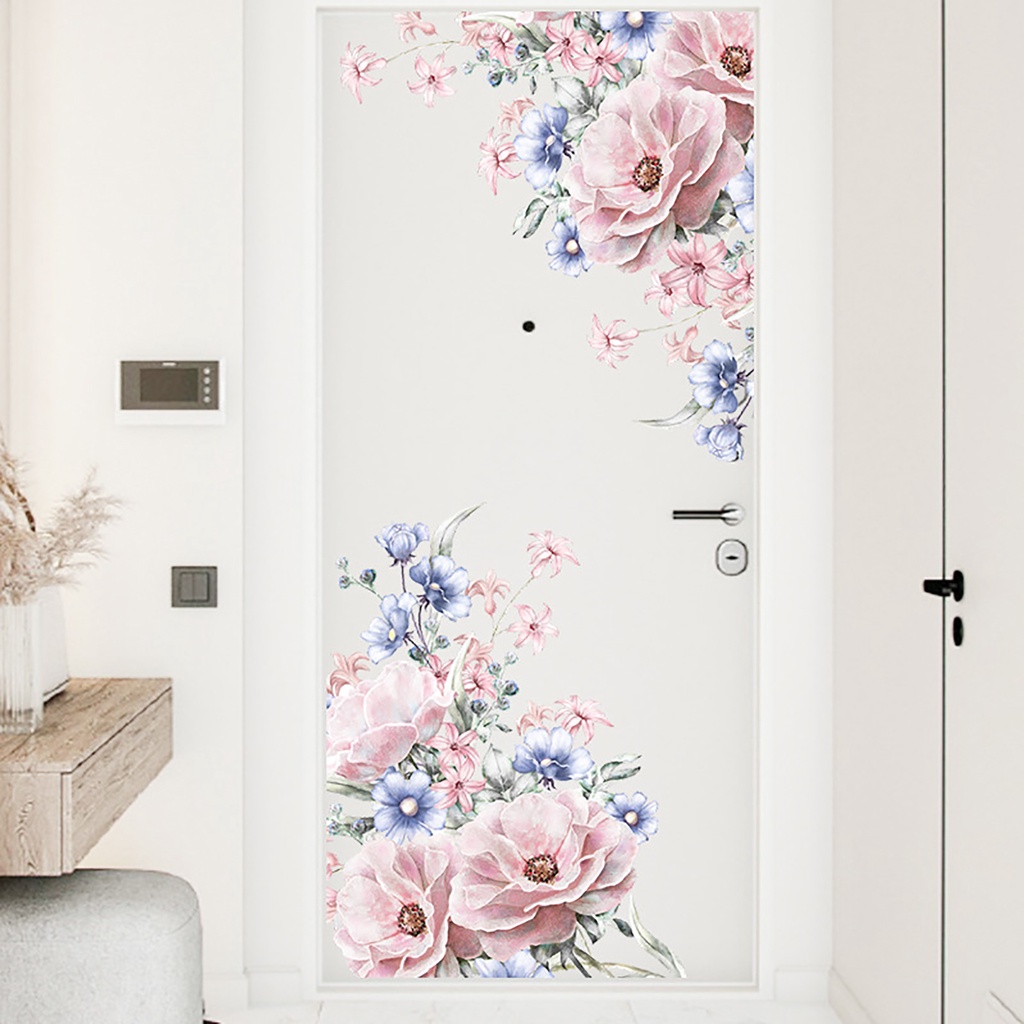 Set 2 Miếng Dán Tường Trang Trí Hình Hoa Mẫu Đơn Bằng PVC