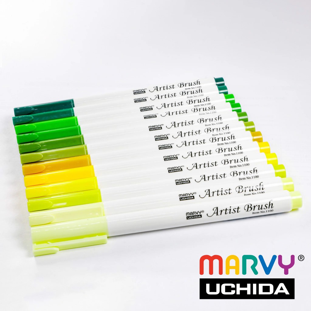 [ TÂM TÂM ]-Bút cọ màu Marvy Artist Brush Mã 1100 Tông màu xanh lá-