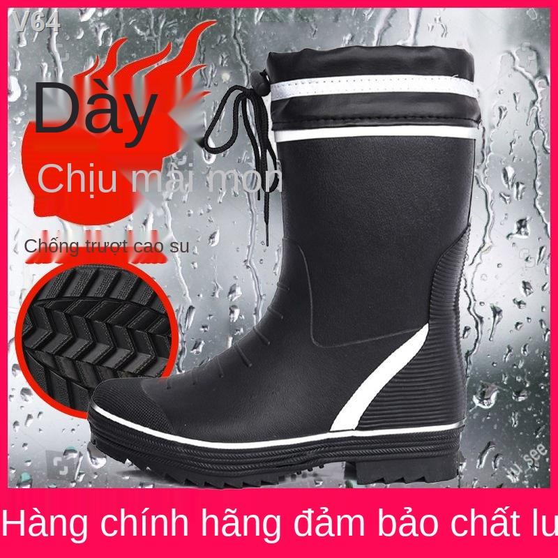 ◇☃Giày đi mưa của nam giới thấp-top thời trang chống thấm nước không trơn trượt cao su ống ngắn thủy triều overshoes mài