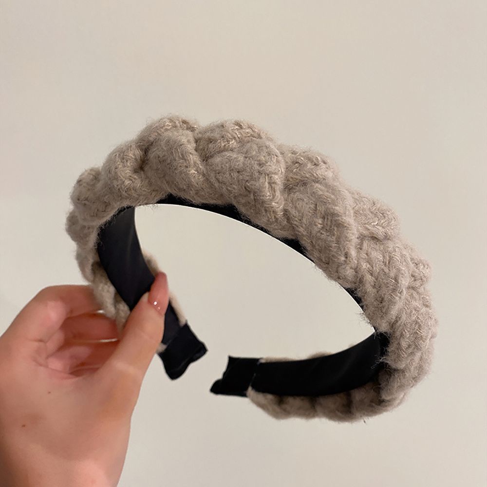 Băng đô cài tóc bằng len dệt màu trơn phong cách Hàn Quốc dễ thương thời trang cho nữ