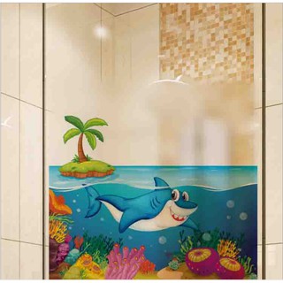 Decal Dán Kính Cao Cấp - Cá Mập Lớn ( 60x58cm )-DK7053