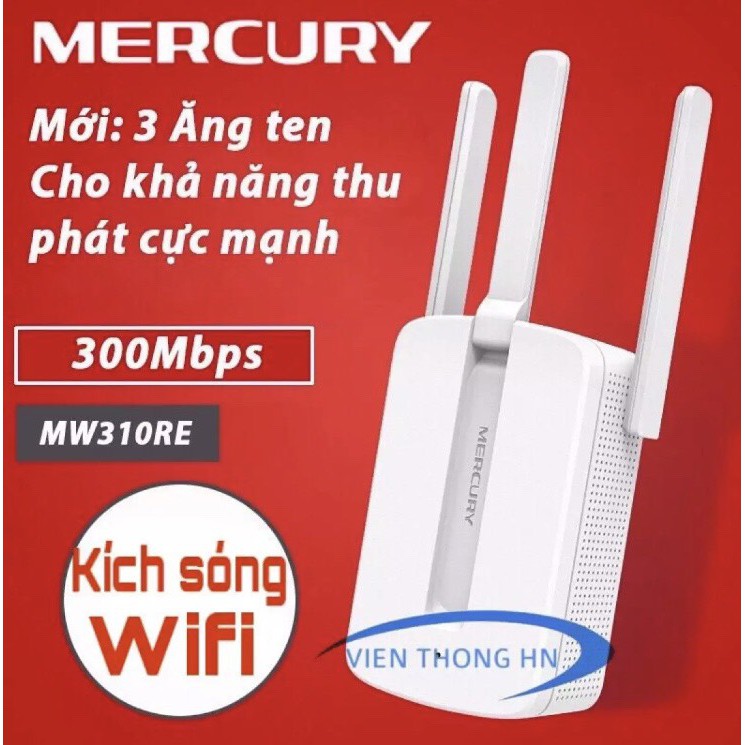 BỘ KÍCH SÓNG WIFI MERCURY 3 RÂU MW310RE - Tăng Sóng Wifi,Kích Wifi , Bộ Tiếp Nối Sóng Wi-Fi