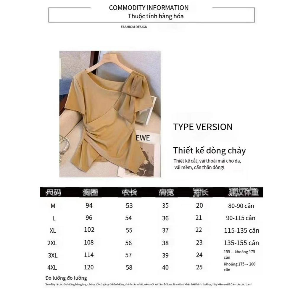 Set 5 Áo Thun Tay Ngắn Cổ Chéo Vạt Lệch Plus Size Cho Nữ Thời Trang Mùa Hè 2023
