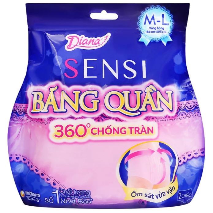 Băng vệ sinh ban đêm sensi dạng quần, vệ sinh chống tràn size S-M, M-L  2chiếc/gói