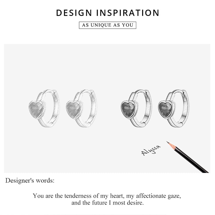 BAMOER Bông Tai BạC 925 ĐíNh Đá HìNh Tim Xinh XắN