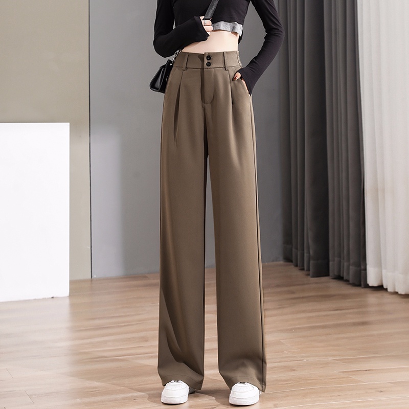 Quần Kaki Dài Lưng Cao Ống Đứng Size S-2xl Thời Trang Xuân Thu Mới Cho Nữ