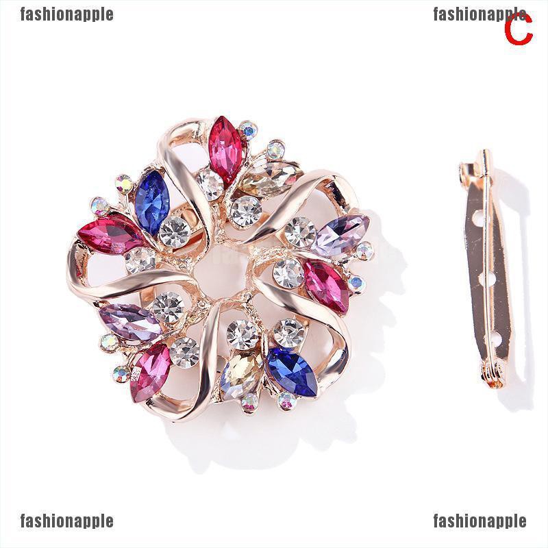 Ghim Cài Áo Hình Vòng Hoa Đính Đá Nhiều Màu Thời Trang