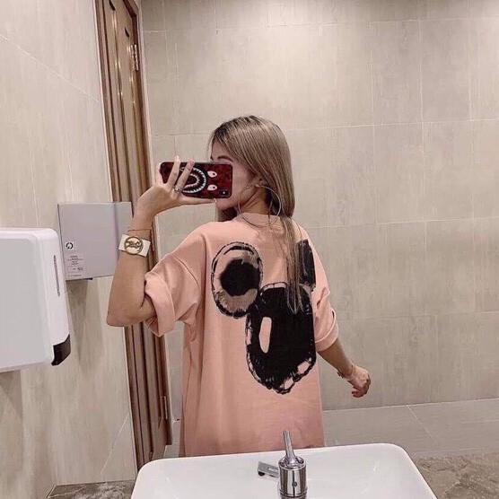 Áo Thun Tay Lỡ Unisex Freesize Hình Chuột Cute - 723