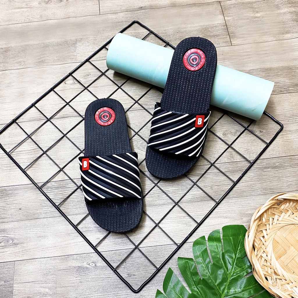Dép quai ngang nữ sọc phối màu chất cao su non siêu êm - TT310