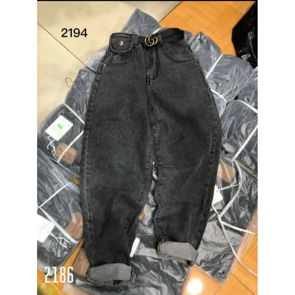 Quần BAGGY bò Jean nữ lưng cao lai đạp cạp cao túi kiểu vải dày dặn không co giãn rộng đẹp form chuẩn dáng boi lai đạp | BigBuy360 - bigbuy360.vn