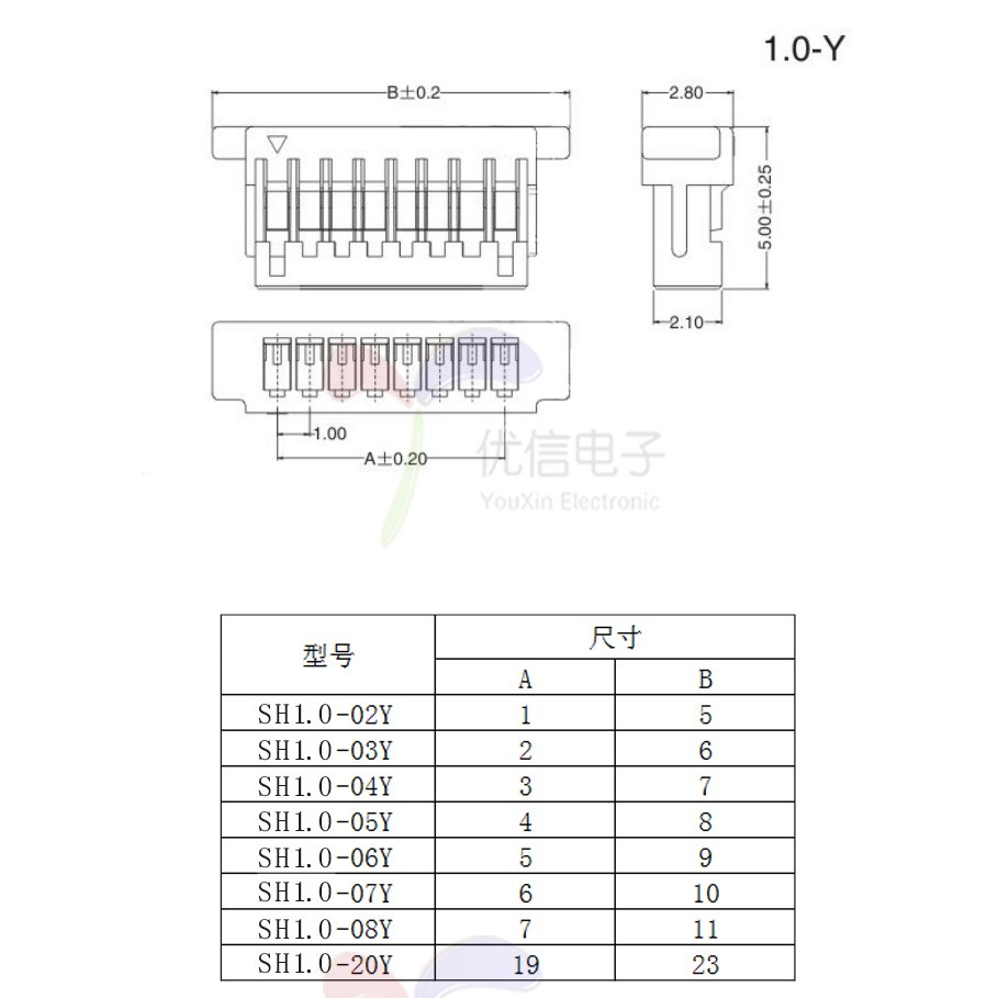 038 > SH1.0 SH1.25 ZH1.5 2P3P4P5P6P7P8P9P10P Cáp đầu cuối điện tử hai đầu đôi 10CM
