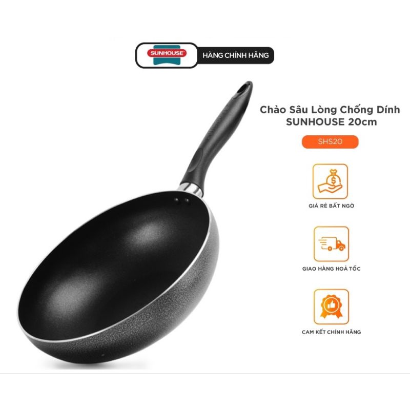 Chảo chống dính sâu lòng Sunhouse size 20cm.