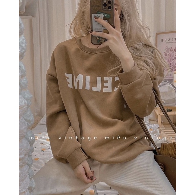 [HÀNG SẴN]ÁO NỈ SWEATER “CE LINE” form rộng lót lông siêu xịn