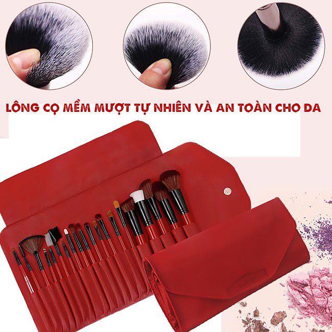 [Siêu Phẩm Mới] Bộ Cọ Trang Điểm Cá Nhân Nâng Cao Bóp Da Đỏ 20 Cây Vacosi Advanced Brush Set BC25