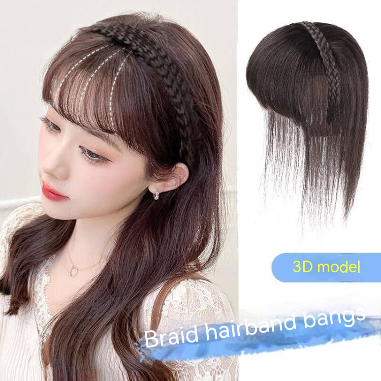 Bộ Tóc Giả Màu Trắng Kèm Băng Đô Bện Một Mảnh Thay Thế Cho Tóc Giả