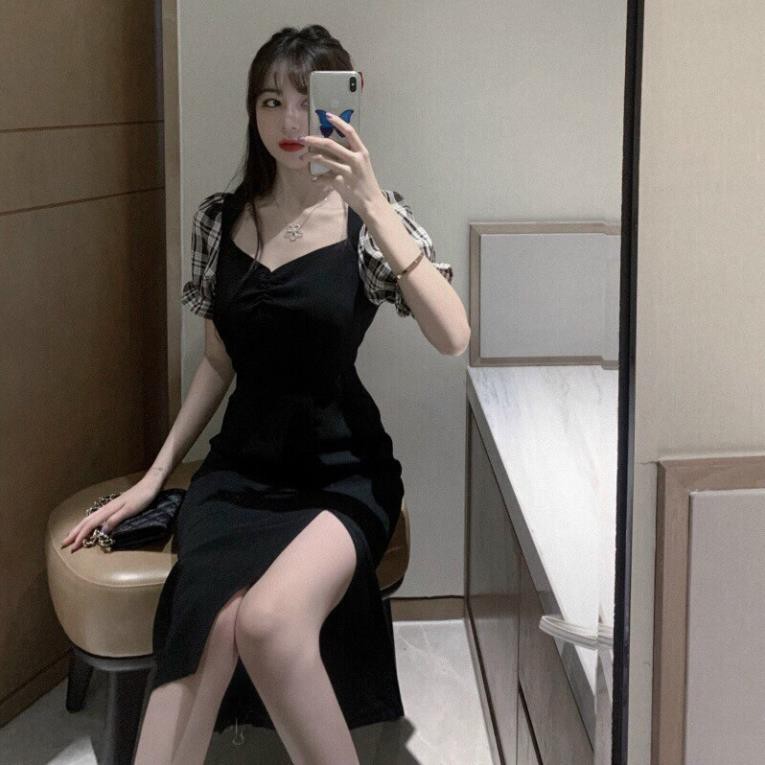 Đầm Cổ Vuông Dáng Dài Thiết Kế Xẻ Tà Phong Cách Retro Pháp 2021 | BigBuy360 - bigbuy360.vn