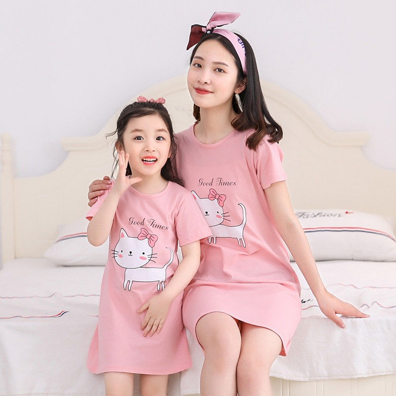Bộ Đồ Ngủ Tay Ngắn Chất Liệu Cotton Thời Trang Xinh Xắn Cho Mẹ Và Bé
