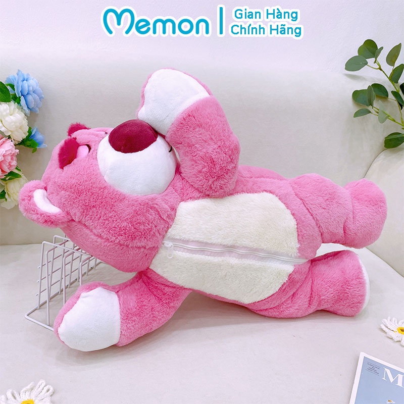 Gối Chăn Mền Gấu Lotso Huggin Bear Tai Dâu Nằm Cao Cấp Memon