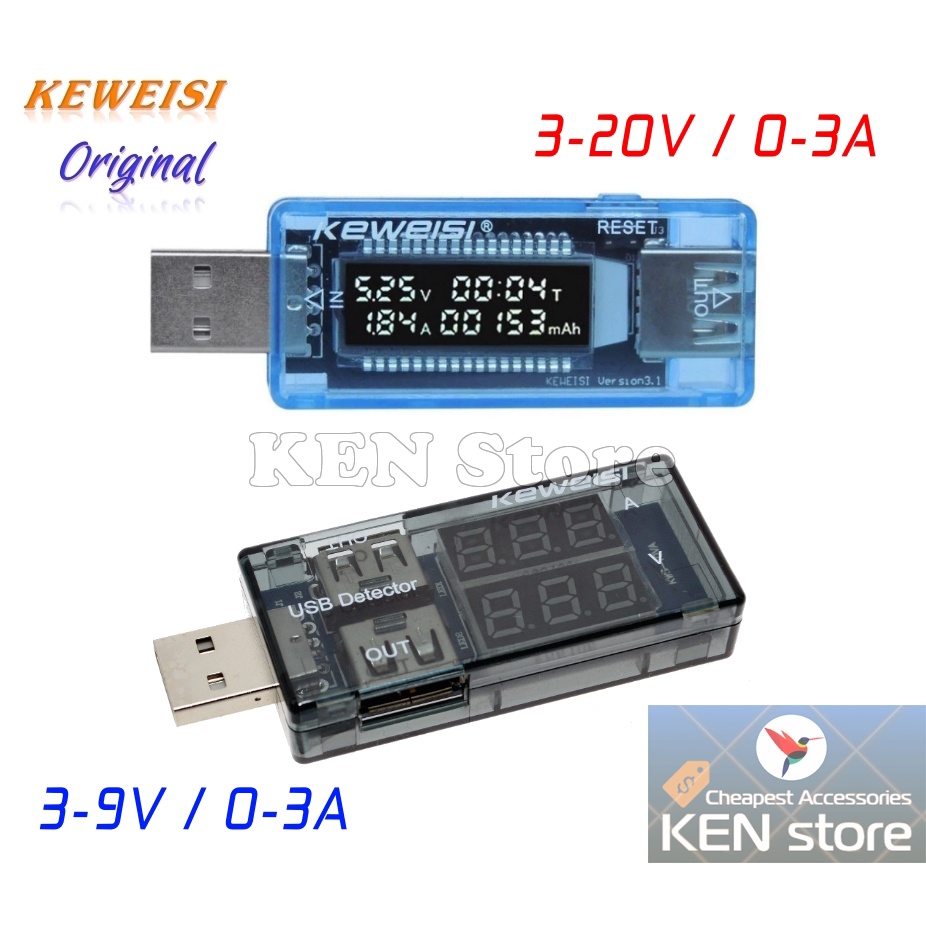 Đo dòng điện tester USB QC 2.0 QC 3.0 chính hãng Keweisi (test nguồn usb)