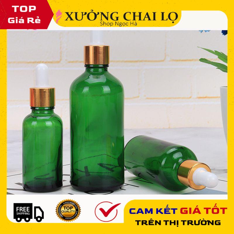 Lọ Chiết Serum ❤ GIÁ RẺ NHẤT ❤ [20ml,30ml,50ml,100ml] Lọ đựng tinh dầu Xanh lá Bóp giọt chiết serum, mỹ phẩm.