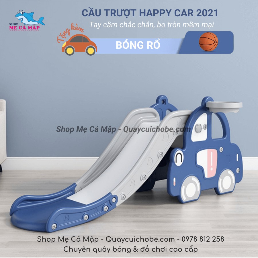 [Mã SKAMSALE8 giảm 10% đơn 200K] Cầu trượt cho bé Happy Car 2021, họa tiết ngộ nghĩnh, cầu trượt cho bé trai và bé gái