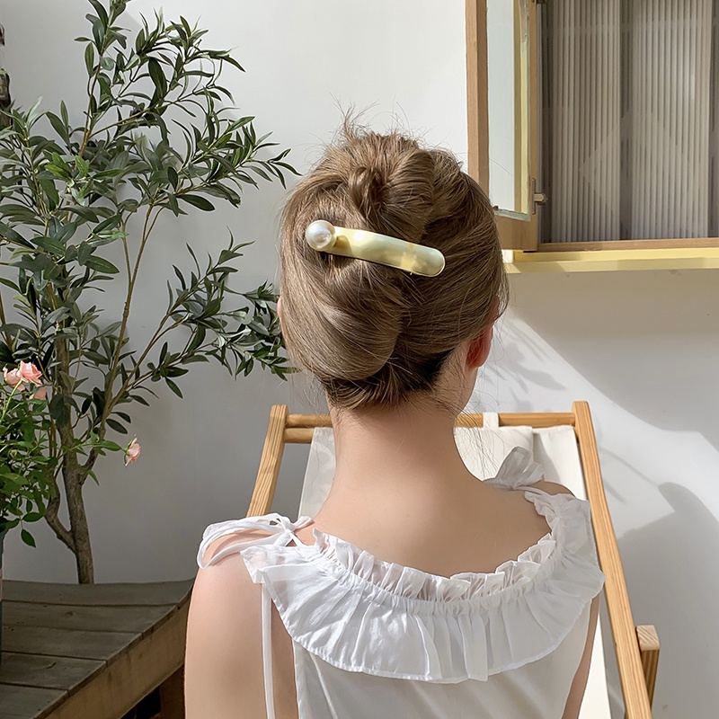 Kẹp Tóc Kim Loại Đính Hạt Ngọc Trai Lớn Thanh Lịch