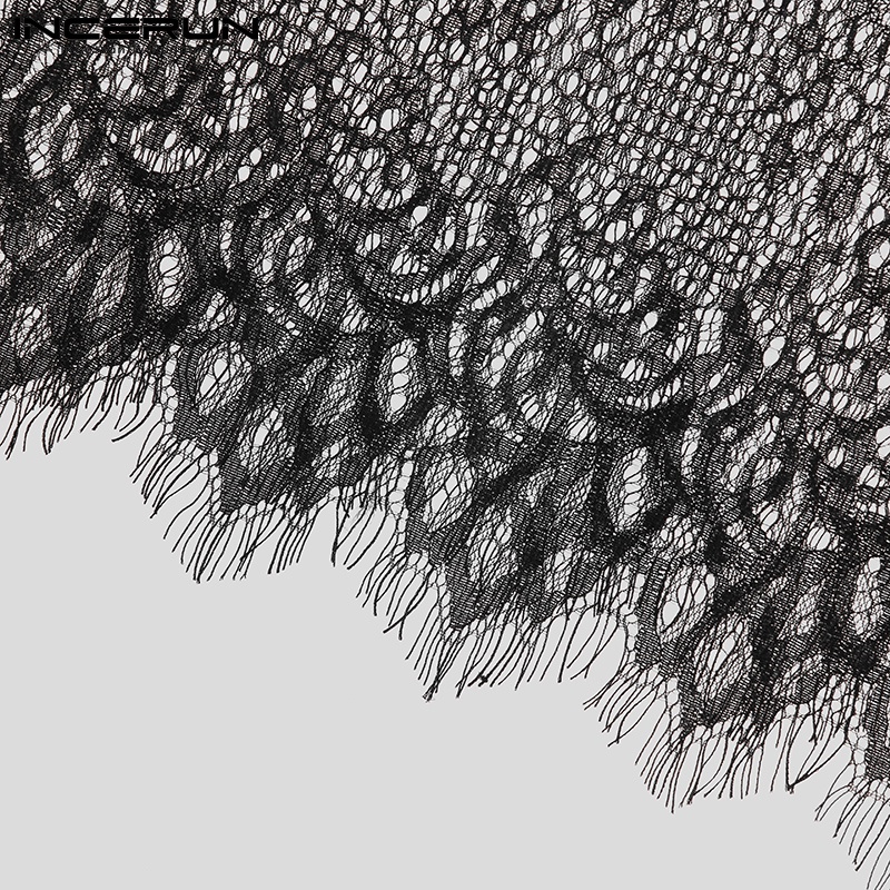 Áo 3 lỗ INCERUN kiểu lưới màu đen quyến rũ cho nam