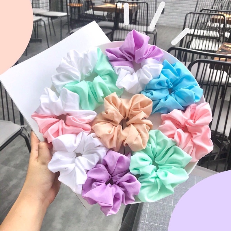 CỘT TÓC VẢI SCRUNCHIES TRƠN , PHỐI MÀU